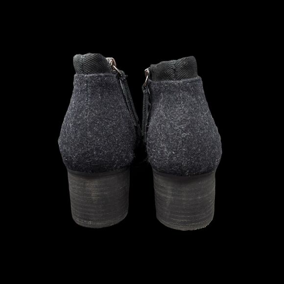 Toms Womens Booties Boots Shoes Size 8.5 Solid Black Wool Leather Ankle Zipper - Picture 5 of 9